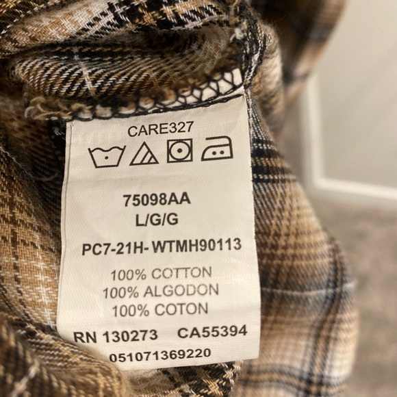 Wrangler Vintage Neutral Color Plaid Pearl Snap Long Sleeve Western Shirt - Picture 6 of 9